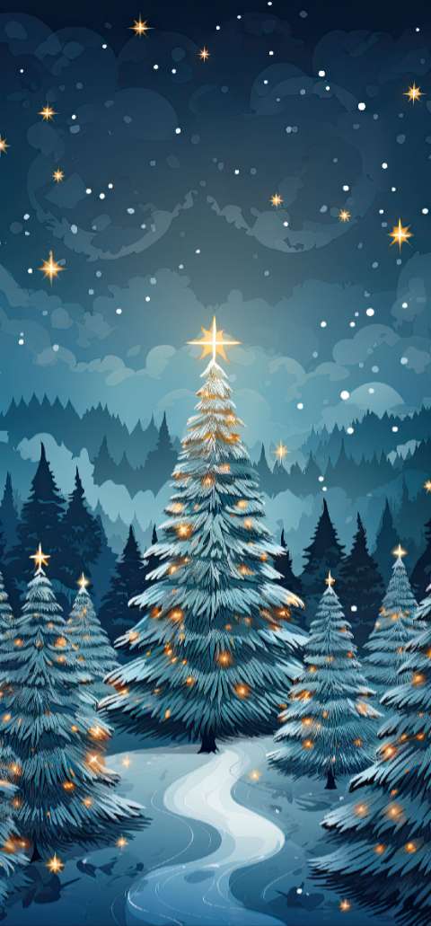 Preview for Winter Wonderland Christmas Tree Phone Wallpaper