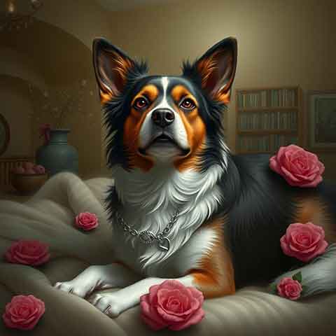 Preview for Dog Surrounded By Roses Design Template