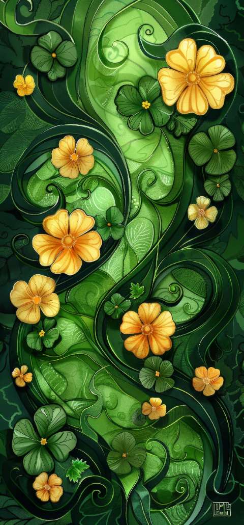 Preview for Floral-art-yellow-green-st-patricks-template-16b5d
