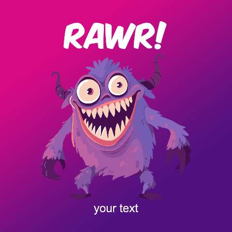 Preview for Purple-cartoon-monster-halloween-template-881d2