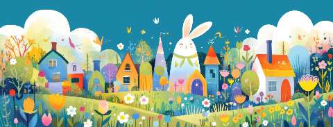 Preview for Easter-bunny-village-scene-easter-facebook-template-2c962