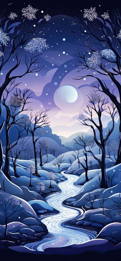 Preview for Winter-night-landscape-illustration-christmas-phone-template-8447c