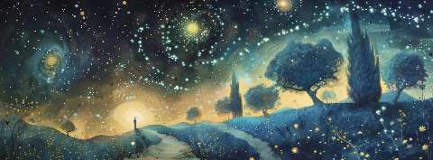 Preview for Cosmic Landscape Starry Night Sky Template