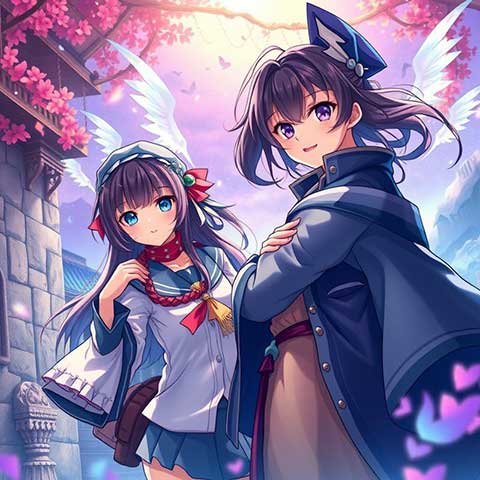 Preview for Anime-girls-with-wings-aicartoon-template-26ac0