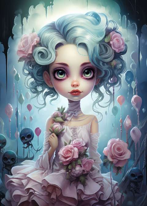 Preview for Whimsical-girl-with-roses-halloween-post-template-27ea4
