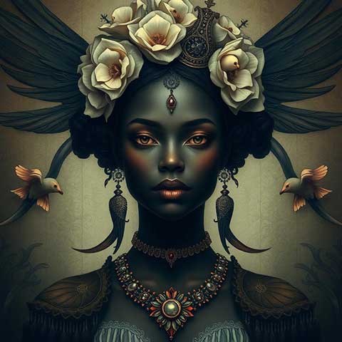 Preview for Dark-goddess-mystical-portrait-aistylized-template-a0657