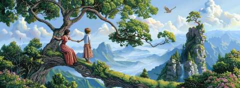 Preview for Serene Landscape With Couple Template