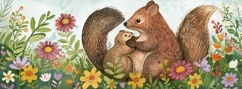 Preview for Mother Squirrel And Baby Garden Cover Template