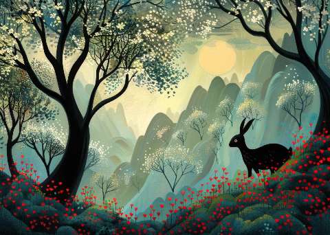 Preview for Serene-forest-landscape-deer-easter-template-19505