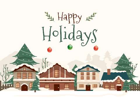 Preview for Happy-holidays-village-scene-holiday-card-template-da556