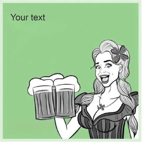 Preview for Cartoon-woman-enjoying-beer-stpatmeme-template-2f85e