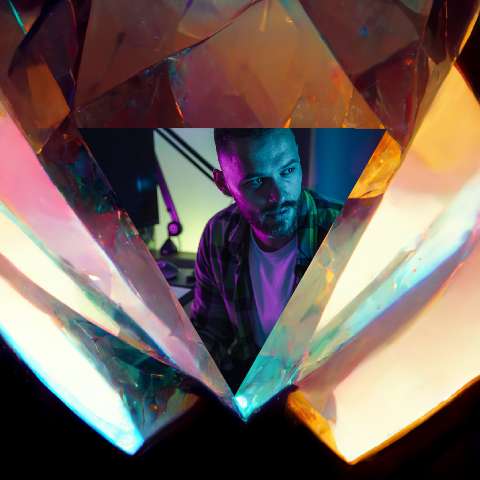 Preview for Man-surrounded-by-crystals-ai-image-template-8be0d