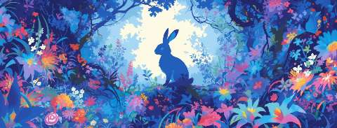 Preview for Vibrant-floral-rabbit-silhouette-easter-facebook-template-918b2