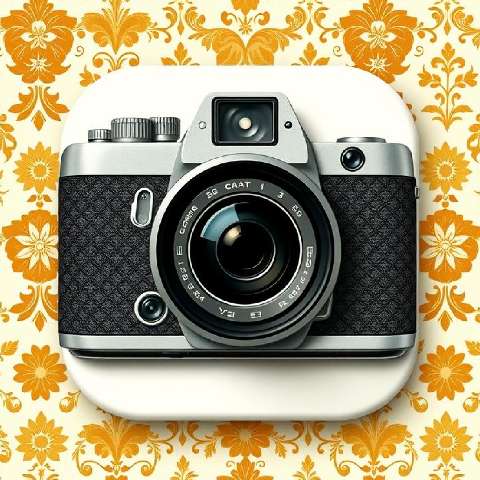 Preview for Vintage-camera-floral-background-aiappiconstyle-template-ec069