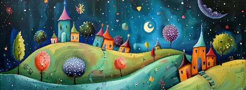 Preview for Whimsical Nighttime Village Design Template