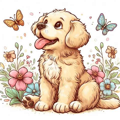 Preview for Cartoon-puppy-with-flowers-and-butterflies-aiold-template-5ac10