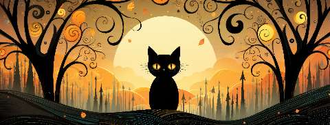Preview for Mystical-black-cat-under-full-moon-halloween-social-template-d3eb3