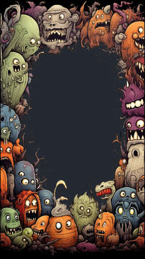 Preview for Cartoon-monsters-frame-halloween-frame-template-62969