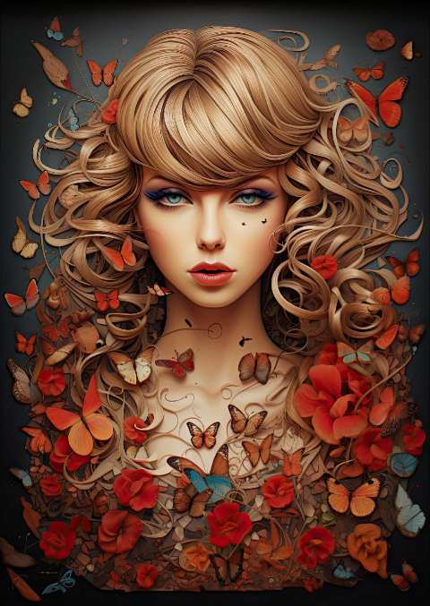 Preview for Woman-with-butterflies-and-flowers-taylor-swift-template-5949e