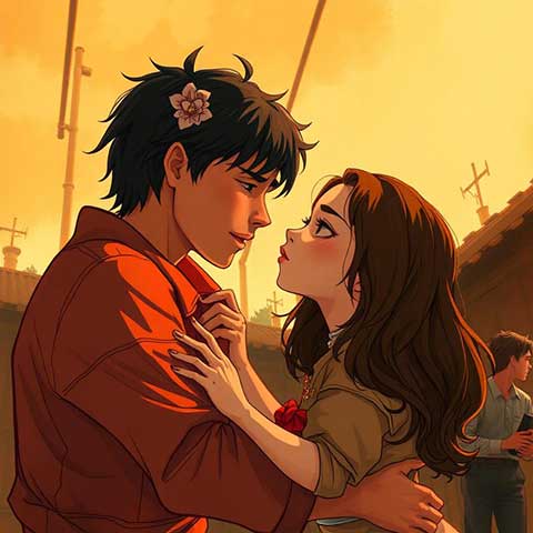 Preview for Anime-couple-embracing-aicartoon-template-f40ee