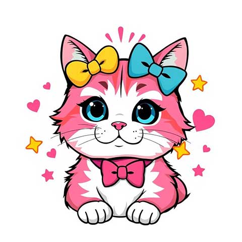Preview for Cute-pink-cartoon-cat-aistickerunique-template-f2e25