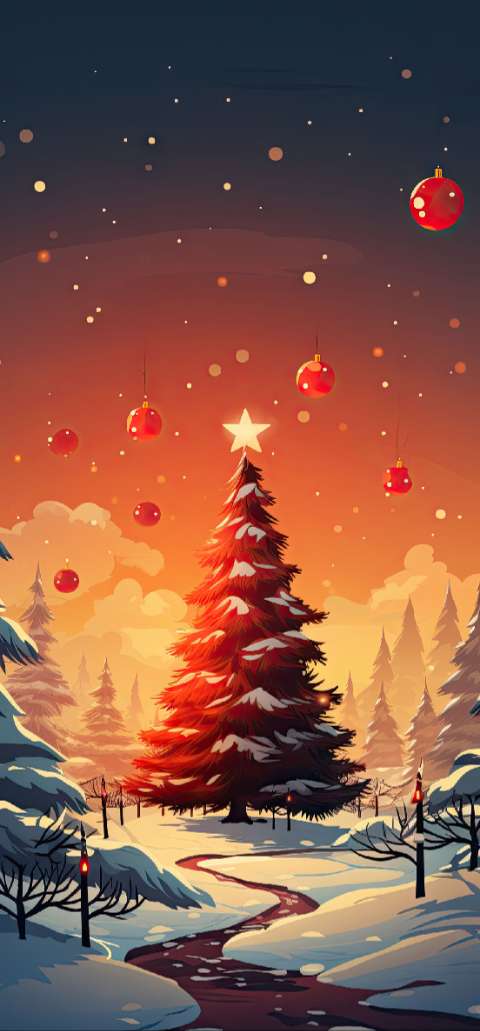 Preview for Christmas-tree-winter-scene-christmas-phone-template-1d47d