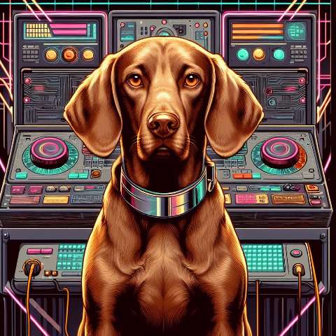 Preview for Dj Dog In Neon Studio Design Template