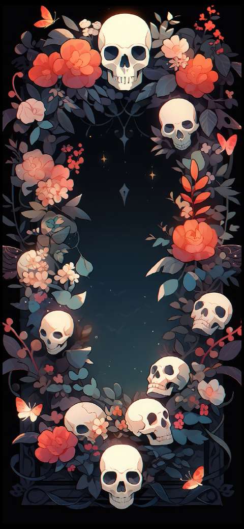 Preview for Floral-skull-border-design-halloween-phone-template-58160