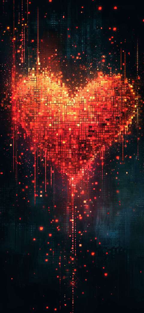 Preview for Glowing-red-heart-digital-art-love-phone-template-90c1e