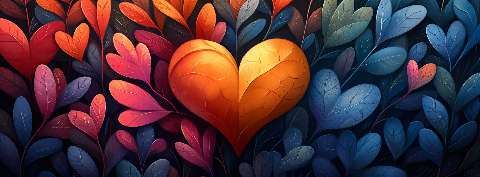 Preview for Vibrant-heart-among-leaves-valentines-facebook-template-a2b0c