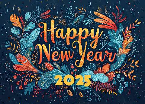 Preview for Happy-new-year-2025-floral-illustration-template-b783e