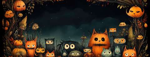 Preview for Halloween-cartoon-cats-forest-halloween-social-template-7f26a