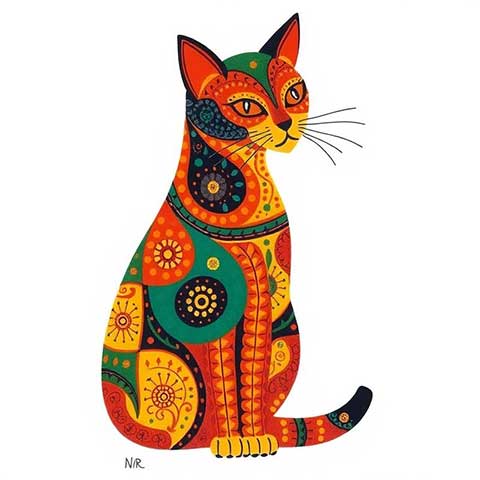Preview for Colorful-cat-illustration-aistickerartstyle-template-221b0