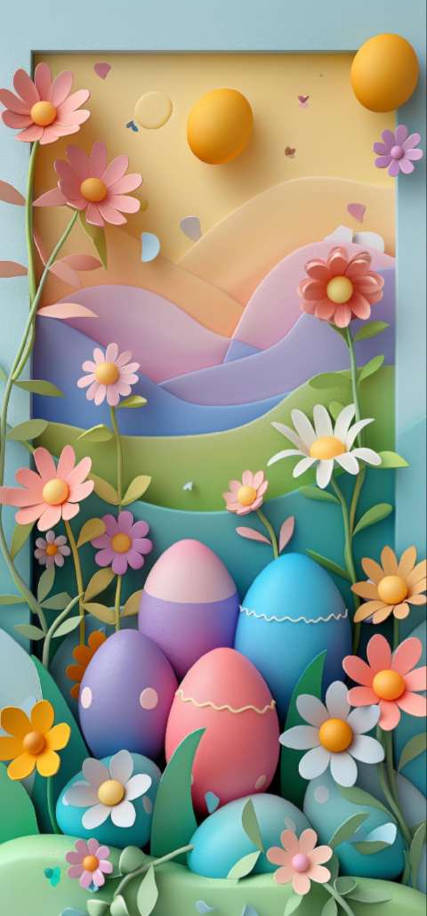 Preview for Vibrant Easter Eggs In Bloom Wallpaper Template