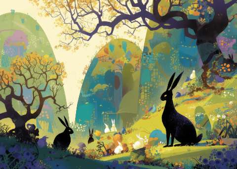 Preview for Whimsical Rabbit Forest Easter Template
