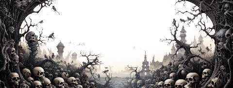 Preview for Gothic-fantasy-landscape-with-skulls-halloween-social-template-02b49