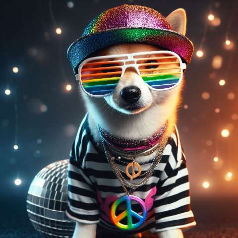 Preview for Rainbow Dog In Disco Outfit Template
