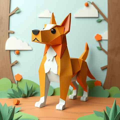 Preview for Paper Art Dog In Nature Design Template