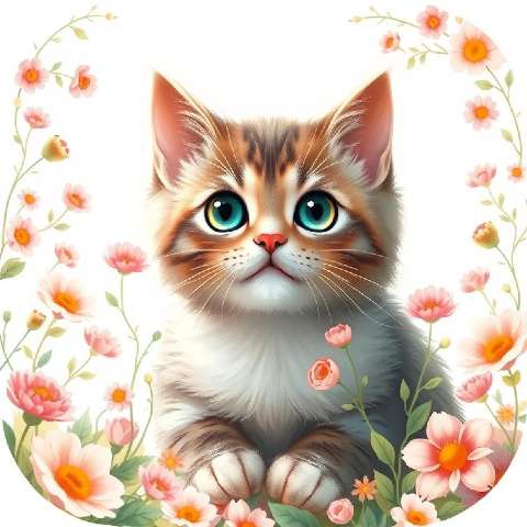 Preview for Kitten-among-flowers-aiappiconstyle-template-725d2