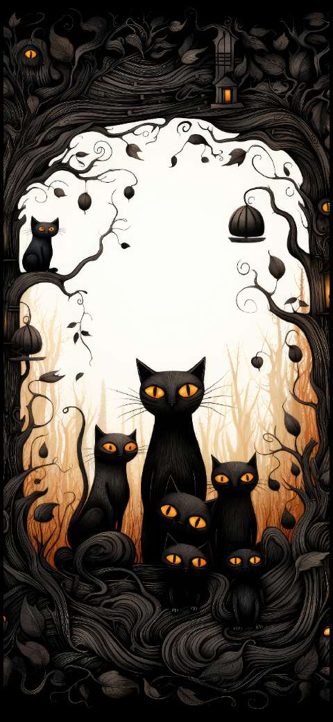 Preview for Halloween-black-cats-illustration-halloween-phone-template-d8ae8