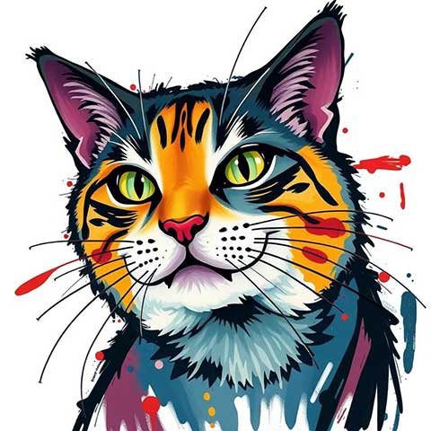 Preview for Colorful-cat-artwork-aistickerartstyle-template-a1a24