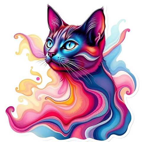 Preview for Vibrant-cat-artwork-design-aistickerartstyle-template-44200