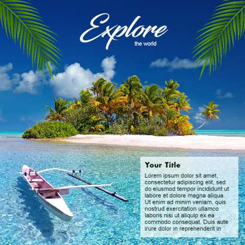 Preview for Tropical-island-paradise-canoe-template-a9382