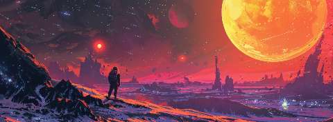 Preview for Cosmic Landscape With Astronaut Template