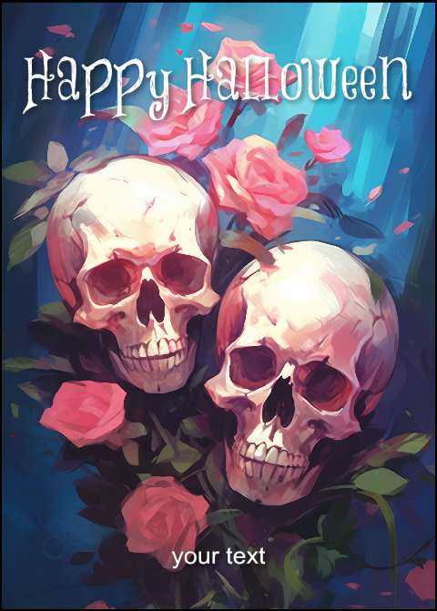Preview for Halloween-skulls-roses-greeting-halloween-flyer-template-df5b4