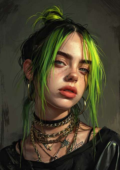 Preview for Billie-eilish-inspired-digital-art-celebrities-template-53bda