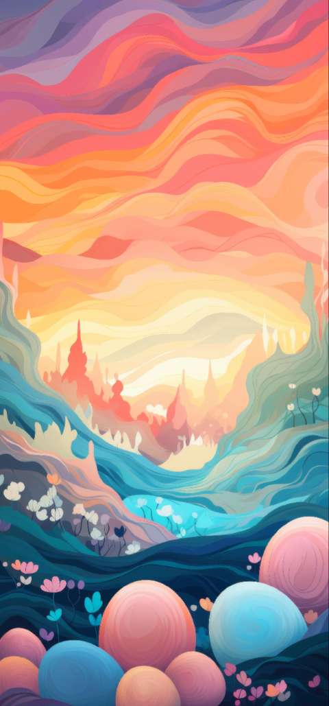 Preview for Easter Fantasy Landscape Phone Wallpaper Template