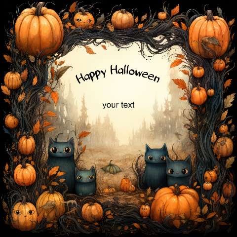 Preview for Halloween-cats-pumpkins-template-1b79e