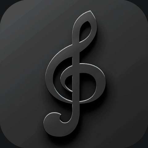 Preview for Treble-clef-symbol-3d-render-dark-alloy-template-3cbd0