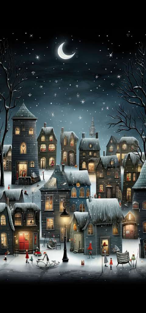 Preview for Winter-night-town-scene-christmas-phone-template-7b56a